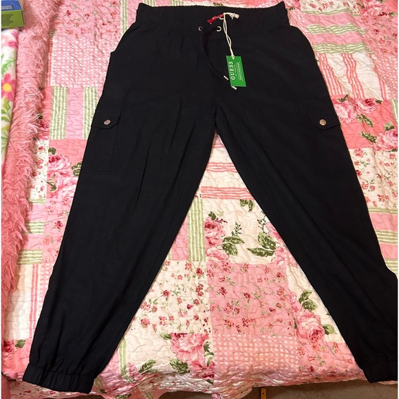 Guess Black linen cargo pants Medium! Brand new with tags! - Picture 1 of 6